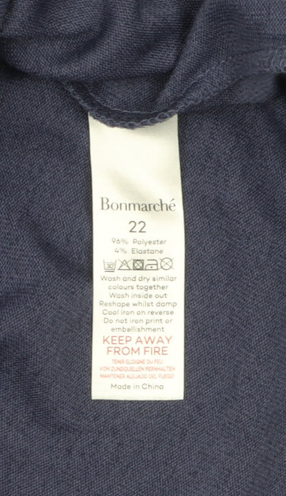 Bonmarché Women Blue Star Rhinestone Relaxed Fit T-Shirt Size 22