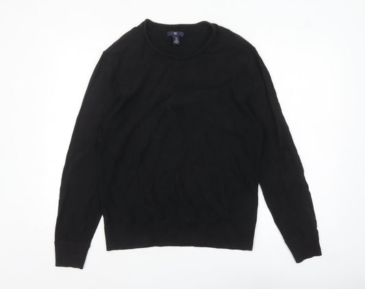 Gap Men’s Black Cotton Crew Neck Jumper Size S Long Sleeve