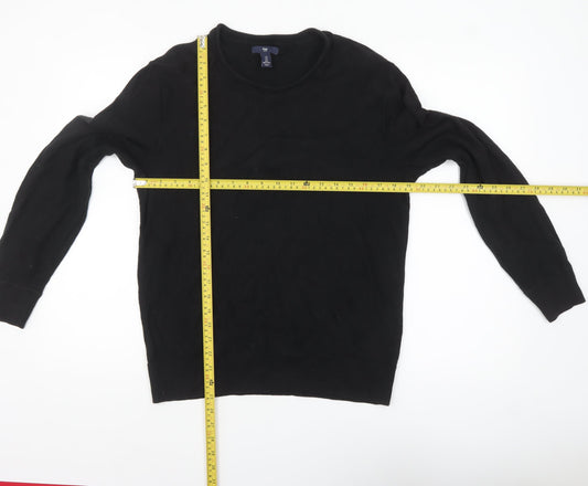 Gap Men’s Black Cotton Crew Neck Jumper Size S Long Sleeve