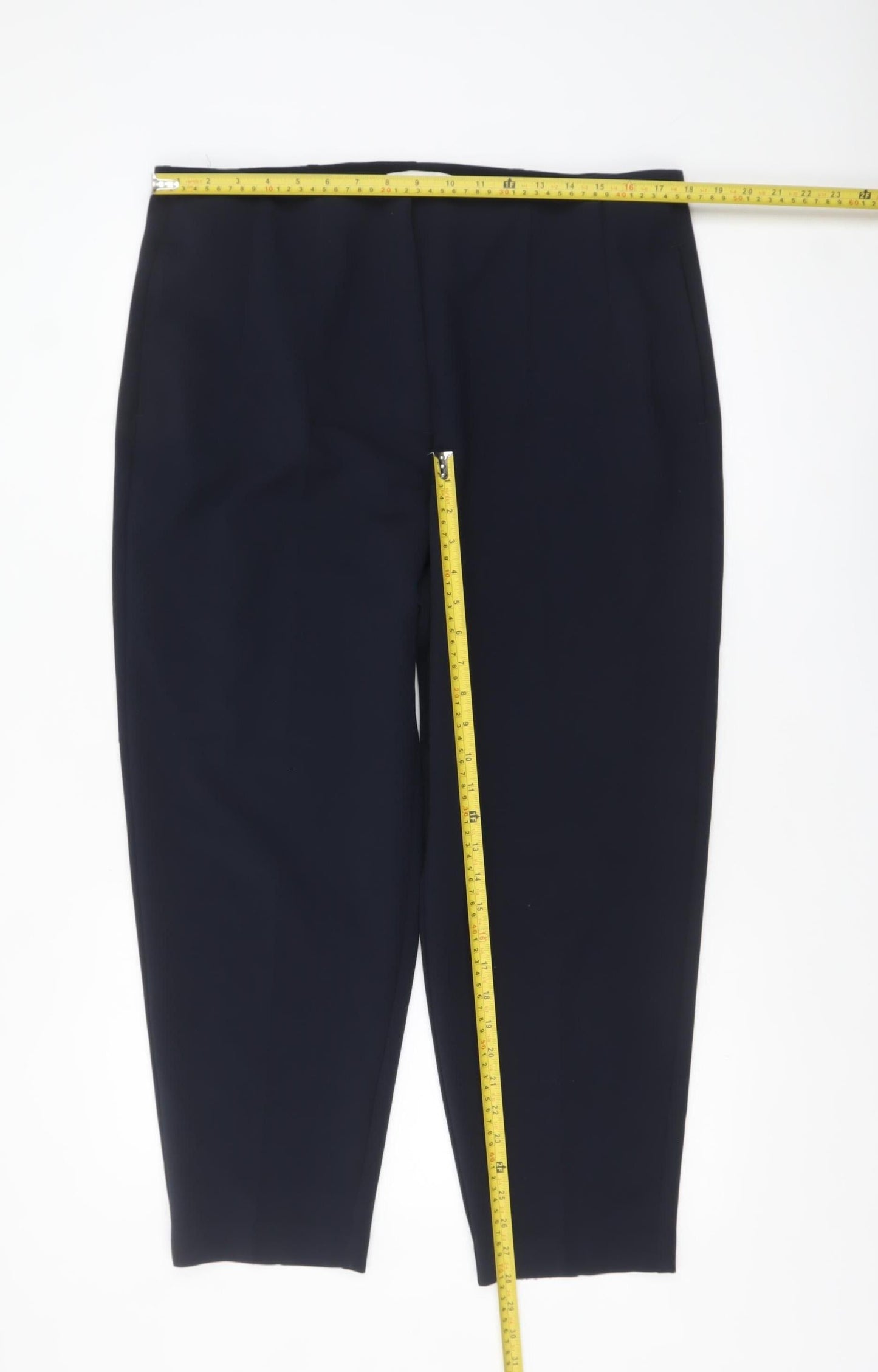 Marks and Spencer Women's Blue Size 18 Regular Tapered Trousers