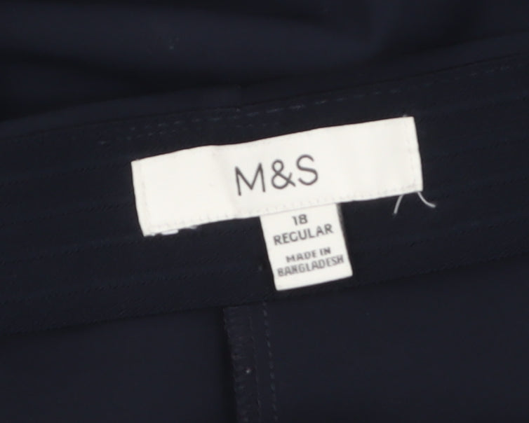 Marks and Spencer Women's Blue Size 18 Regular Tapered Trousers