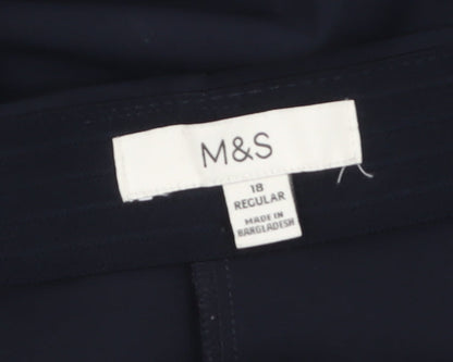 Marks and Spencer Women's Blue Size 18 Regular Tapered Trousers