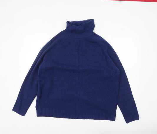 Marks and Spencer Women's Blue Roll Neck Knit Jumper L