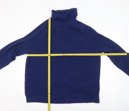 Marks and Spencer Women's Blue Roll Neck Knit Jumper L