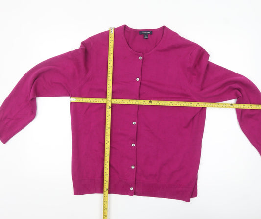 Lands' End Women's Pink Cotton Blend Cardigan L 14-16