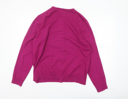 Lands' End Women's Pink Cotton Blend Cardigan L 14-16