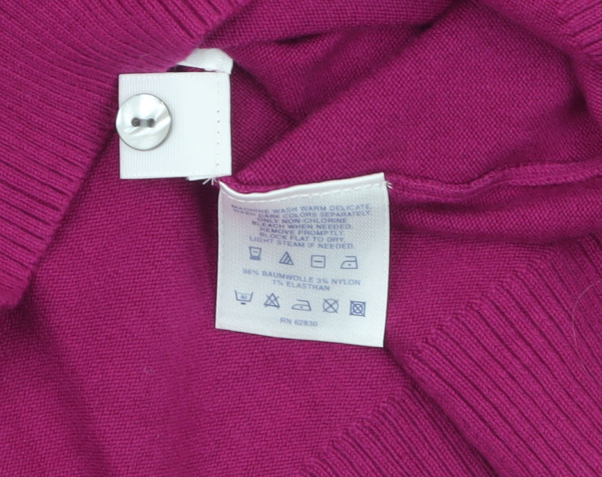 Lands' End Women's Pink Cotton Blend Cardigan L 14-16