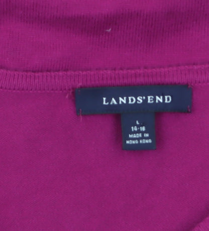 Lands' End Women's Pink Cotton Blend Cardigan L 14-16