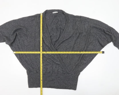 Artigiano Womens Grey Lambswool Blend Cardigan Size 20 V-Neck Knit Jumper