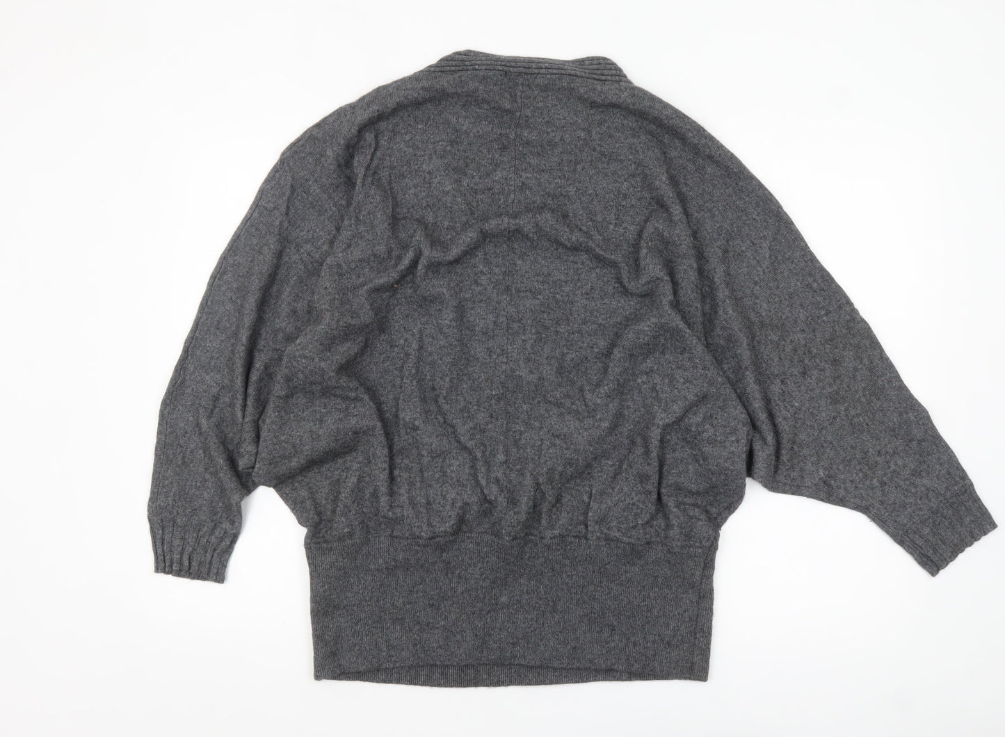 Artigiano Womens Grey Lambswool Blend Cardigan Size 20 V-Neck Knit Jumper