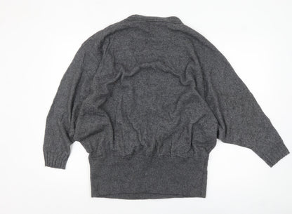 Artigiano Womens Grey Lambswool Blend Cardigan Size 20 V-Neck Knit Jumper
