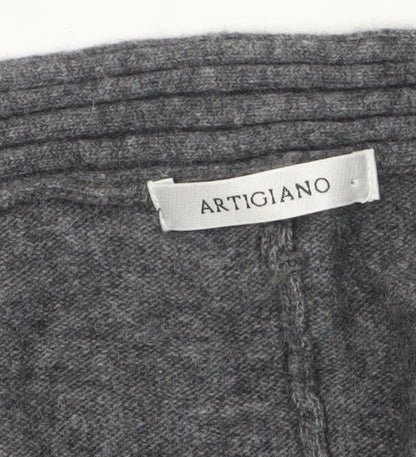 Artigiano Womens Grey Lambswool Blend Cardigan Size 20 V-Neck Knit Jumper