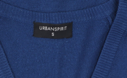 Urban Spirit Men's Blue V-Neck Acrylic Jumper Size S