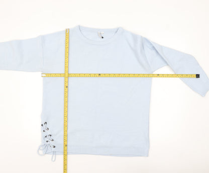 Capsule Women Blue Acrylic Crew Neck Pullover Jumper Size S