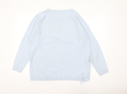 Capsule Women Blue Acrylic Crew Neck Pullover Jumper Size S