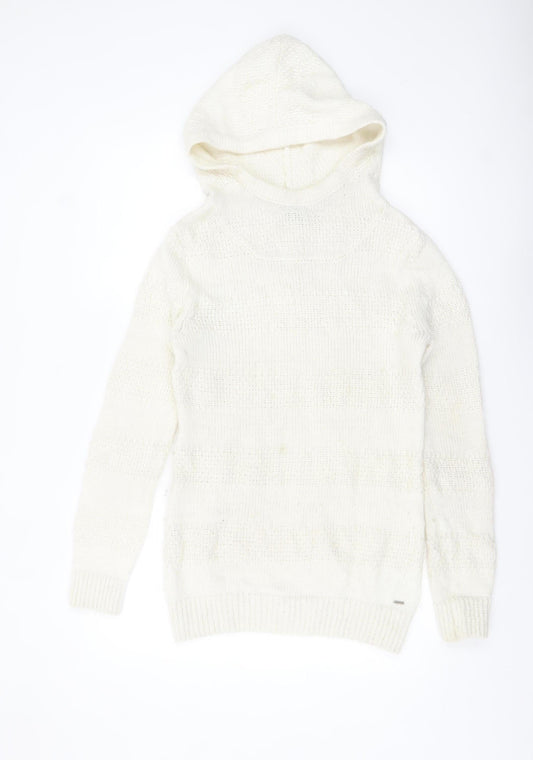Animal Women Ivory Hooded Chunky Knit Jumper Size 12