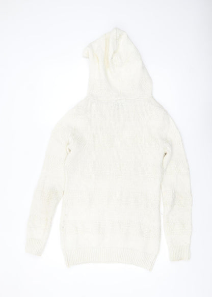 Animal Women Ivory Hooded Chunky Knit Jumper Size 12