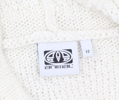 Animal Women Ivory Hooded Chunky Knit Jumper Size 12