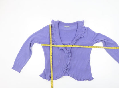 Marks and Spencer Per Una Women Purple Ruffle Knit Cardigan Size 14