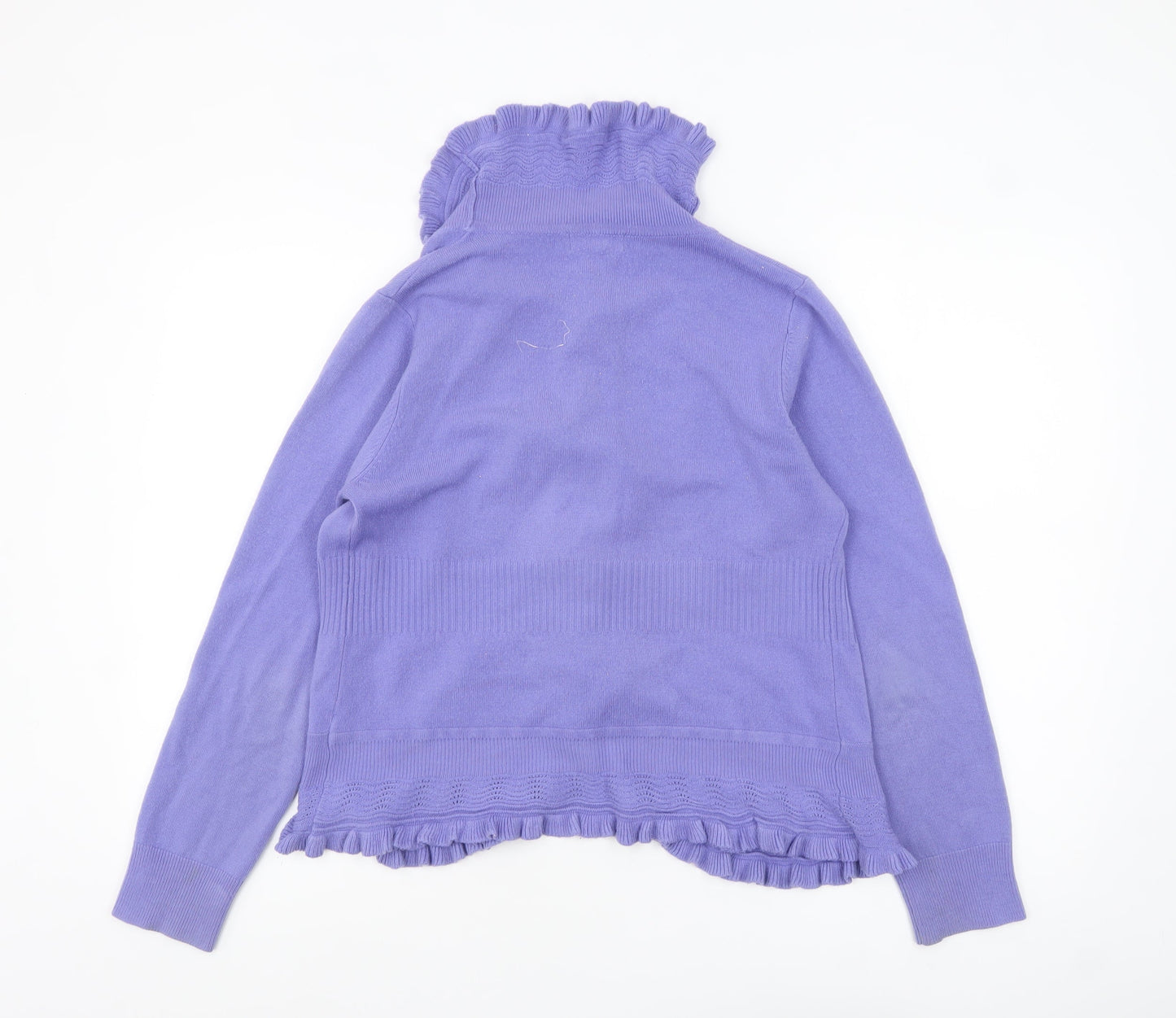 Marks and Spencer Per Una Women Purple Ruffle Knit Cardigan Size 14