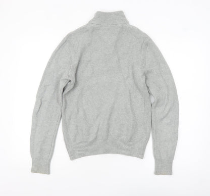 Tommy Hilfiger Men's Grey Cotton 1/2 Zip High Neck Jumper XS