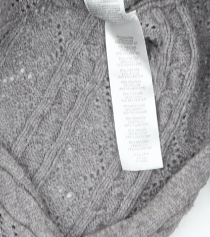Apricot Women's Grey Open Knit Balloon Sleeve Pullover Jumper Size M