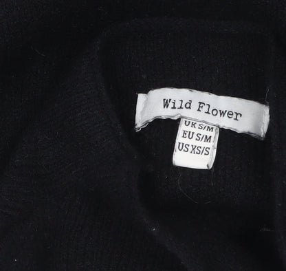 Wild Flower Women's Black High Neck Knit Jumper S
