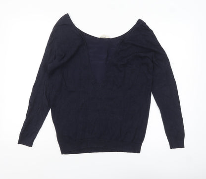 Marie Sixtine Womens Blue Wool Cotton Viscose Silk V-Neck Jumper M