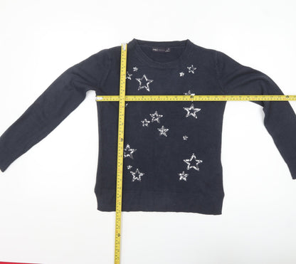 Marks and Spencer Womens Black Sequin Star Jumper XS