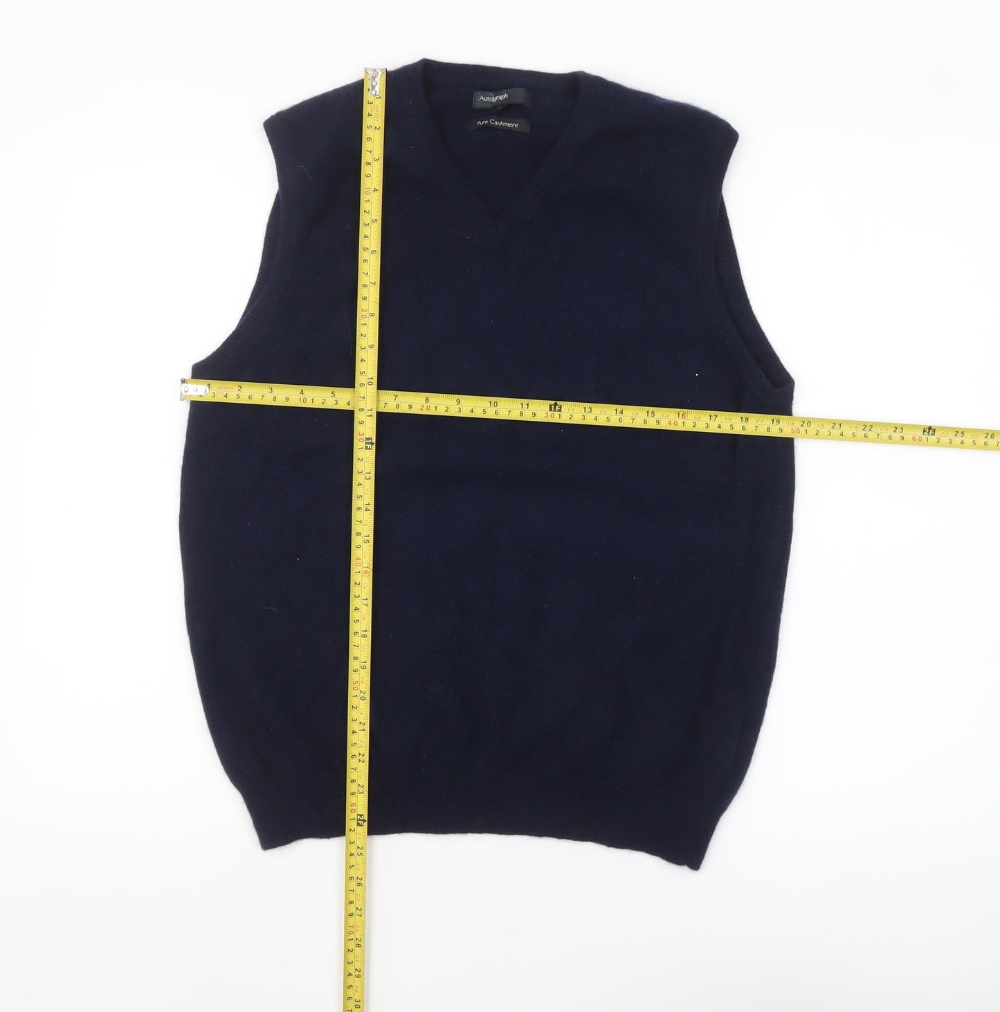 Marks and Spencer Men’s Blue Cashmere V-Neck Sleeveless Vest M