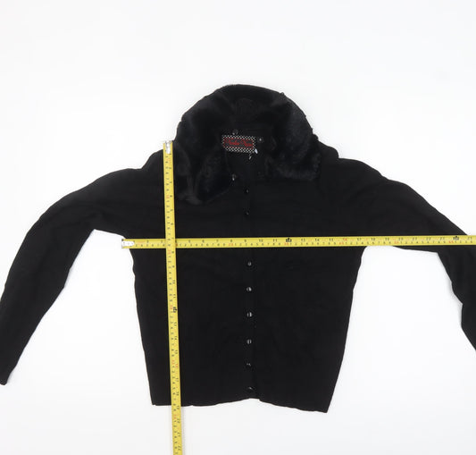Voodoo Vixen Women's Black Faux Fur Collar Cardigan Size S