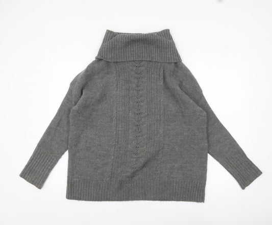 Crew Clothing Co. Womens Grey Roll Neck Wool Blend Jumper M