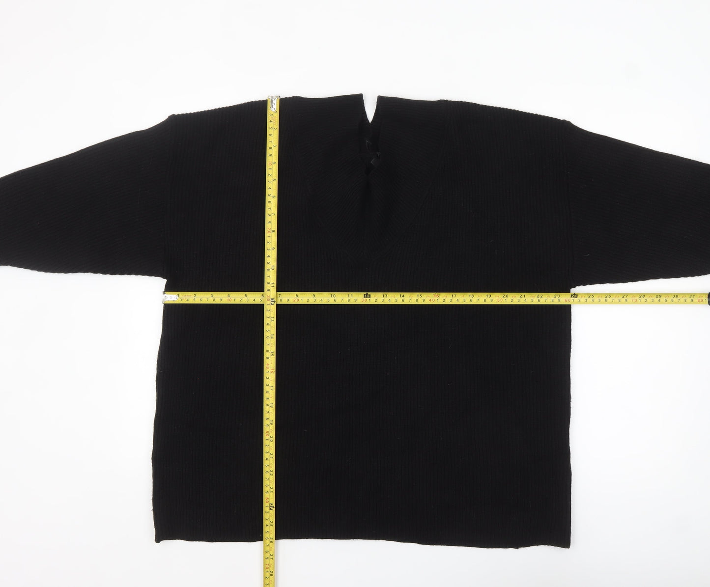 Next Women's Black V-Neck Knit Jumper Size XL Relaxed Fit