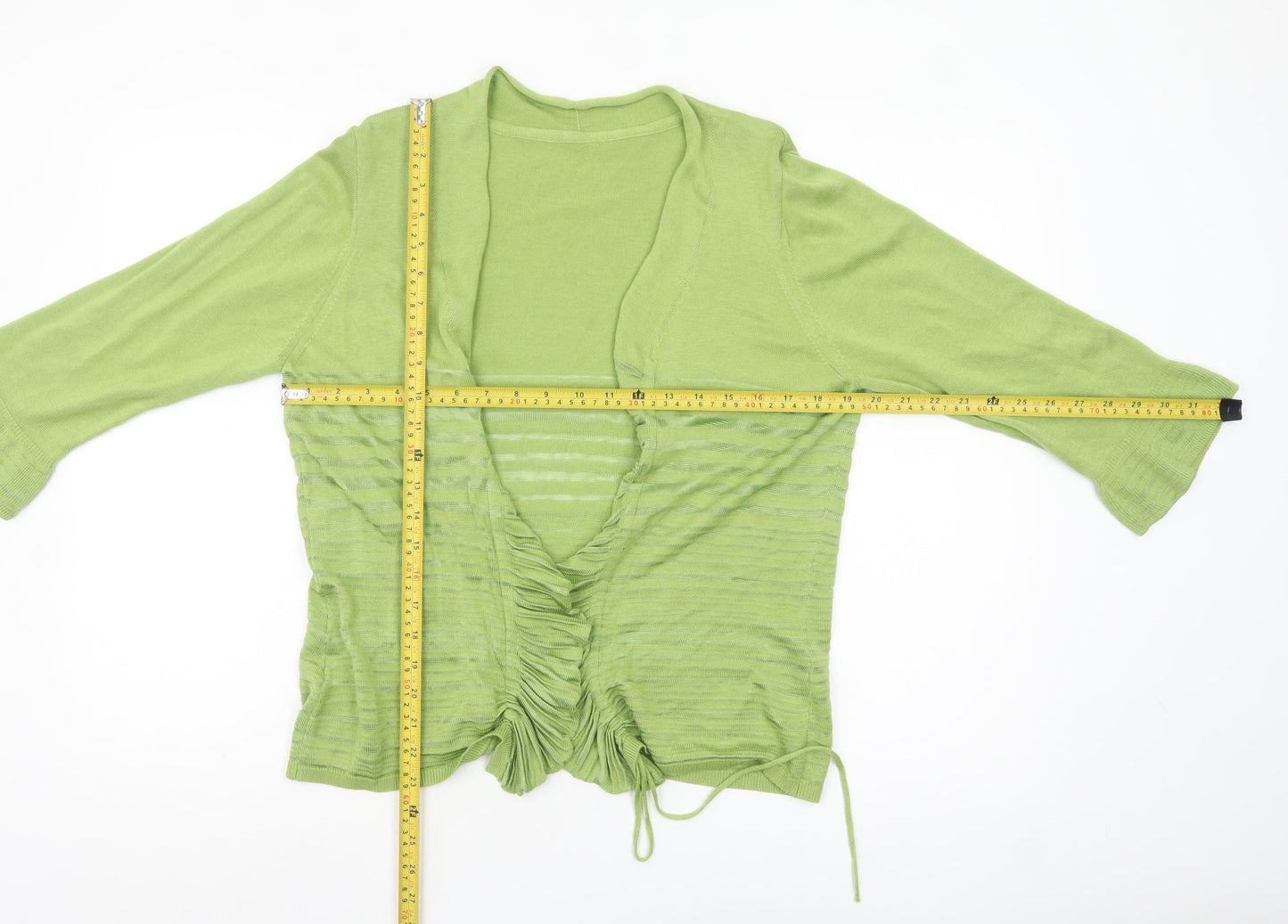 Marks and Spencer Per Una Women's Green Size 16 Ruched Open Cardigan