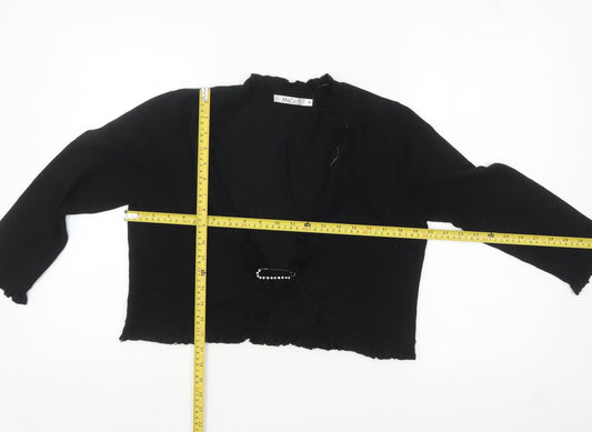 M&Co Women’s Black Ruffle Trim Cardigan Size M Long Sleeve