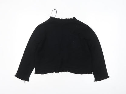 M&Co Women’s Black Ruffle Trim Cardigan Size M Long Sleeve