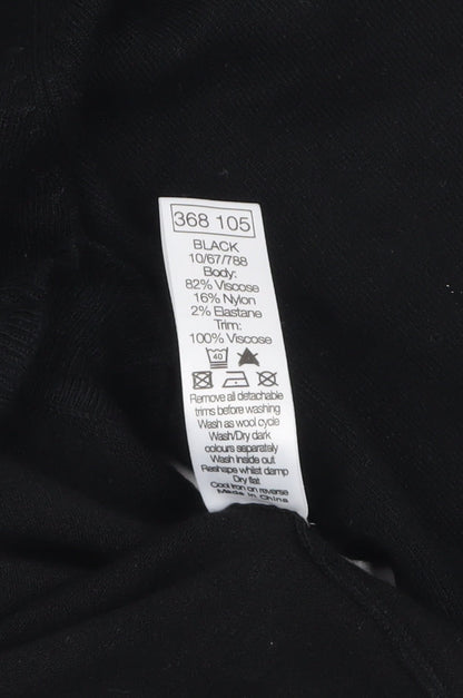 M&Co Women’s Black Ruffle Trim Cardigan Size M Long Sleeve