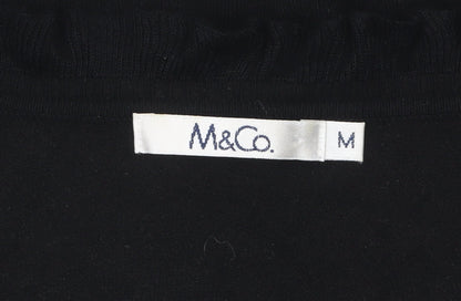 M&Co Women’s Black Ruffle Trim Cardigan Size M Long Sleeve