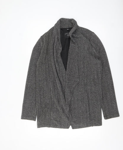 Dorothy Perkins Women Grey Herringbone Open Blazer Jacket Size 10