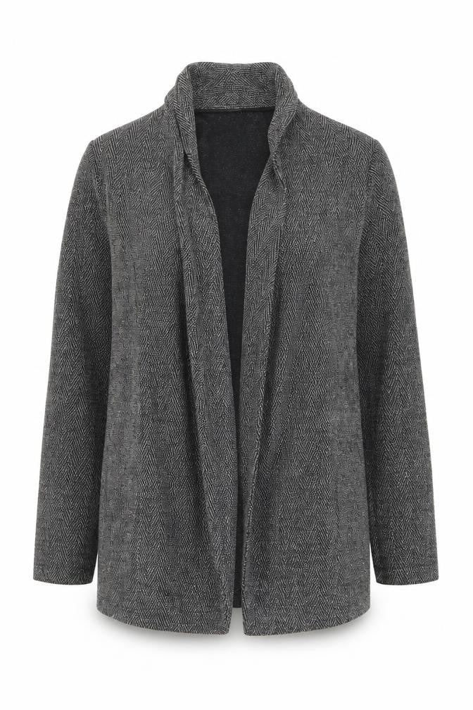 Dorothy Perkins Women Grey Herringbone Open Blazer Jacket Size 10
