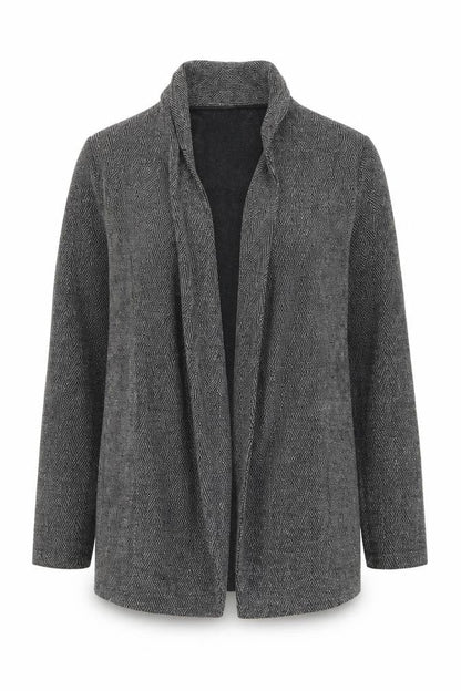 Dorothy Perkins Women Grey Herringbone Open Blazer Jacket Size 10