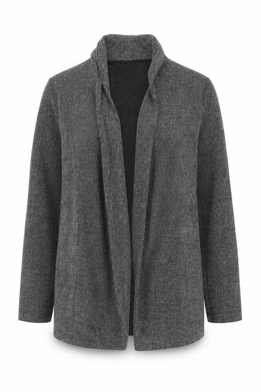 Dorothy Perkins Women Grey Herringbone Open Blazer Jacket Size 10