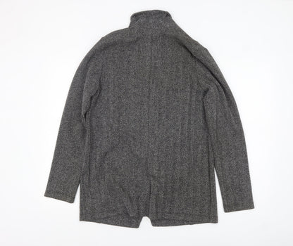 Dorothy Perkins Women Grey Herringbone Open Blazer Jacket Size 10