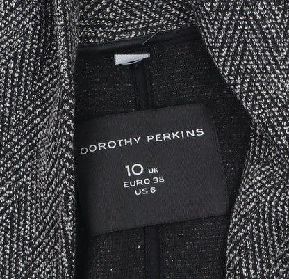 Dorothy Perkins Women Grey Herringbone Open Blazer Jacket Size 10