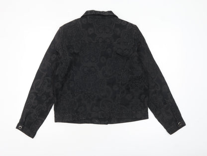 Christopher & Banks Women's Black Jacquard Button-Up Jacket Size M