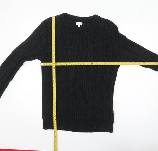 Linea Men's Black Cotton Cable Knit Jumper Size S