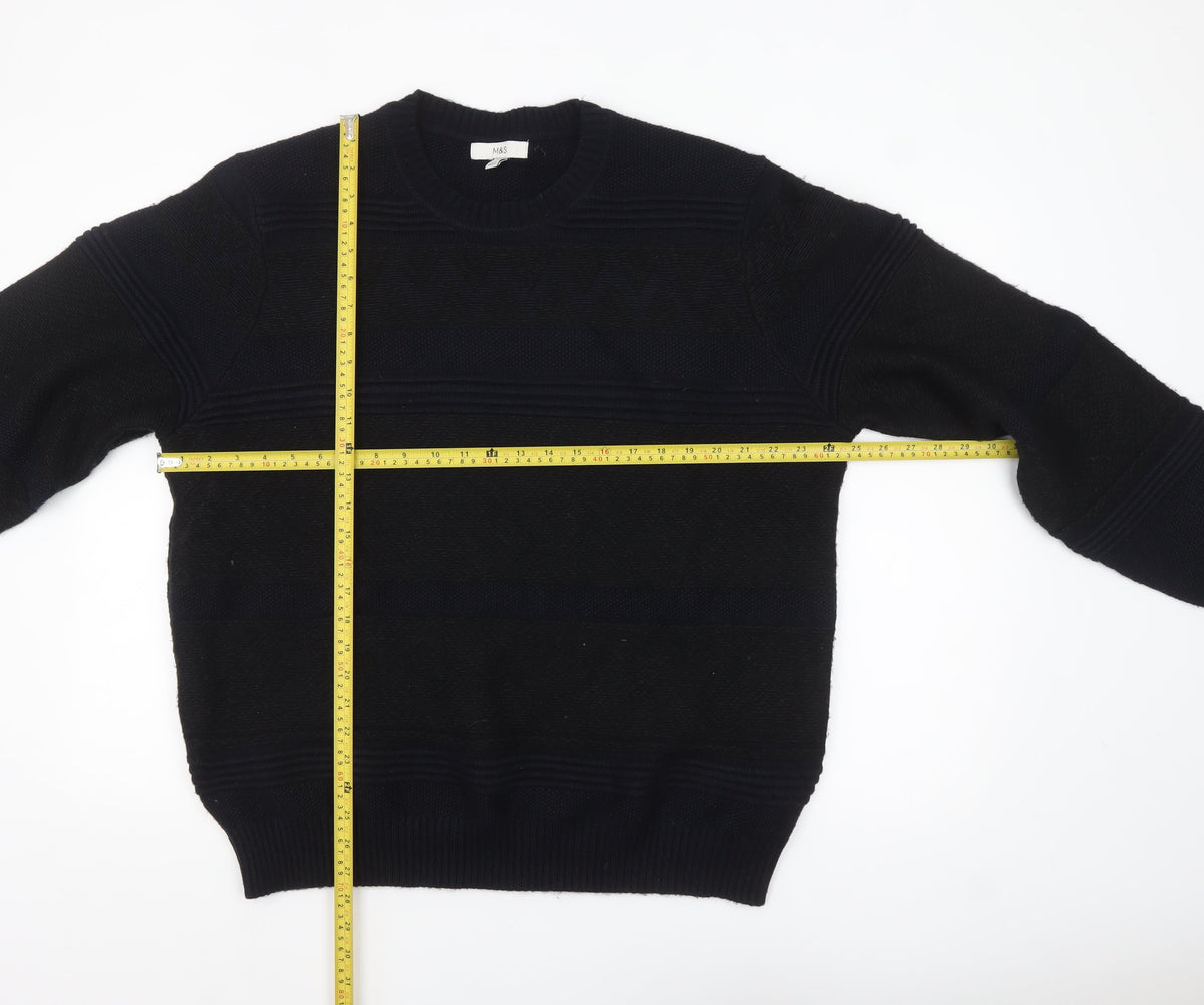 Marks and Spencer Mens Black 2XL Crew Neck Knit Jumper