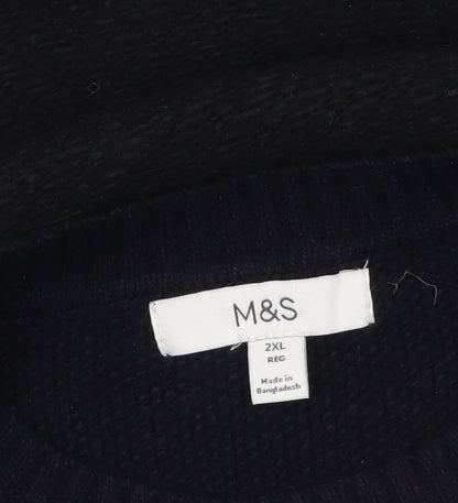 Marks and Spencer Mens Black 2XL Crew Neck Knit Jumper