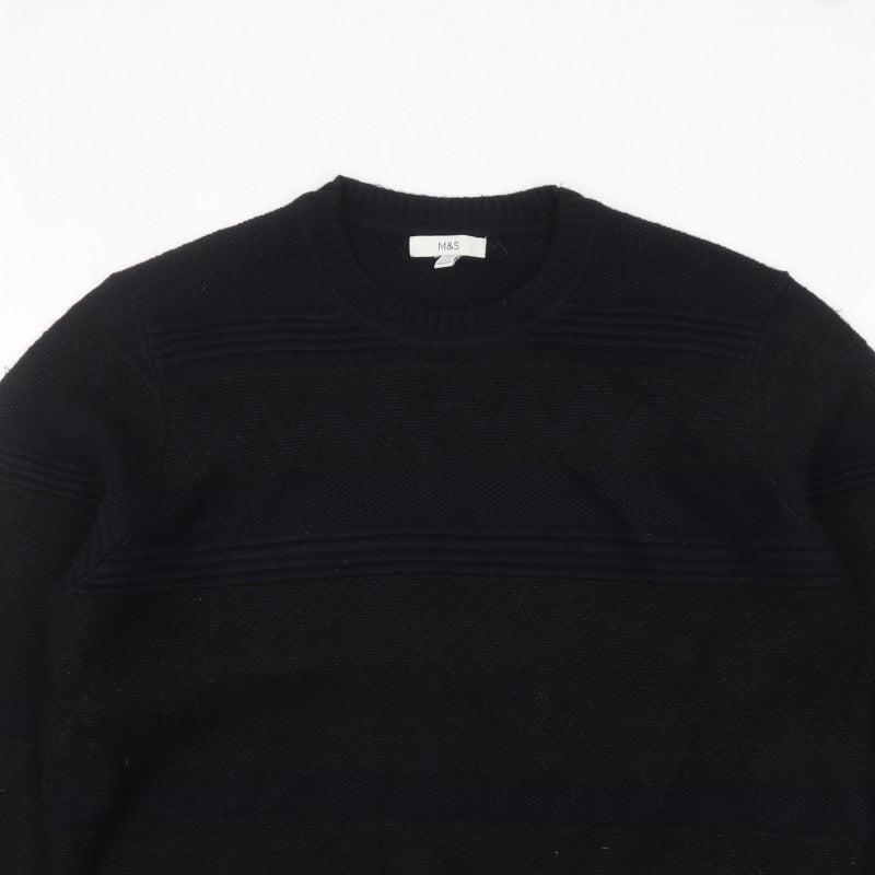 Marks and Spencer Mens Black 2XL Crew Neck Knit Jumper