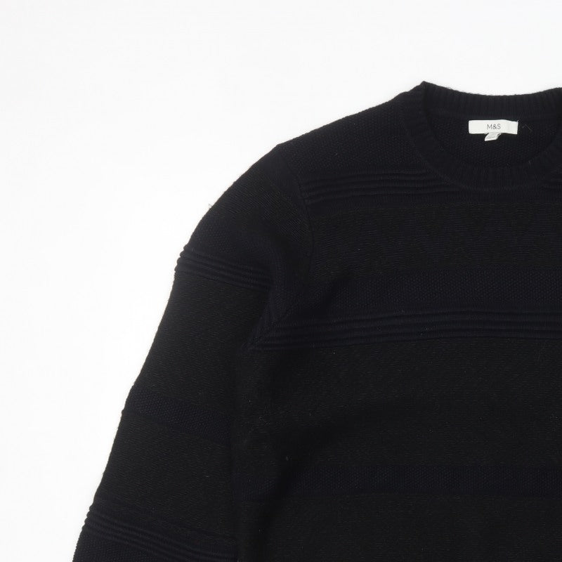 Marks and Spencer Mens Black 2XL Crew Neck Knit Jumper